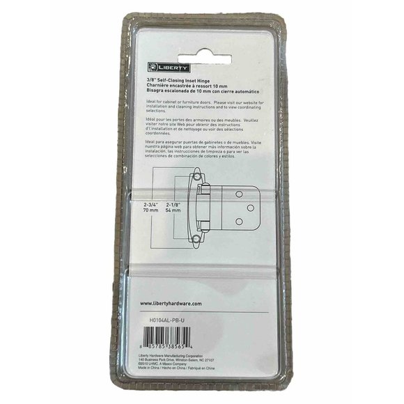 Liberty Hardware H0104AL-PB-U 3/8" Self-Closing Inset Hinge Polished Brass - Picture 2 of 2